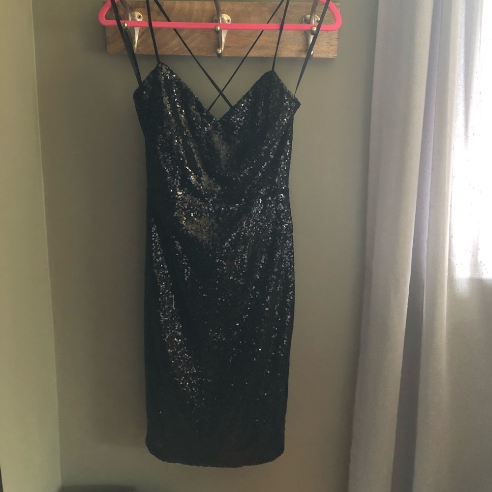 M boutique black sequence dress